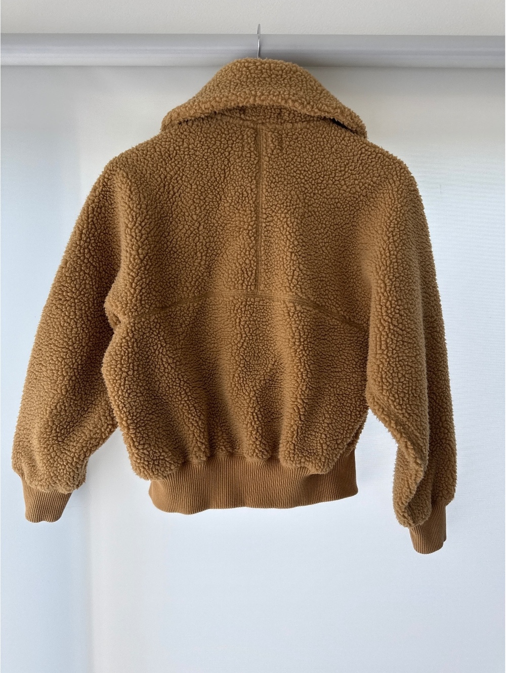 Uniqlo U Teddy Fleece Jacket Womens M Camel Full Zip Sherpa Coat - Picture 3 of 4